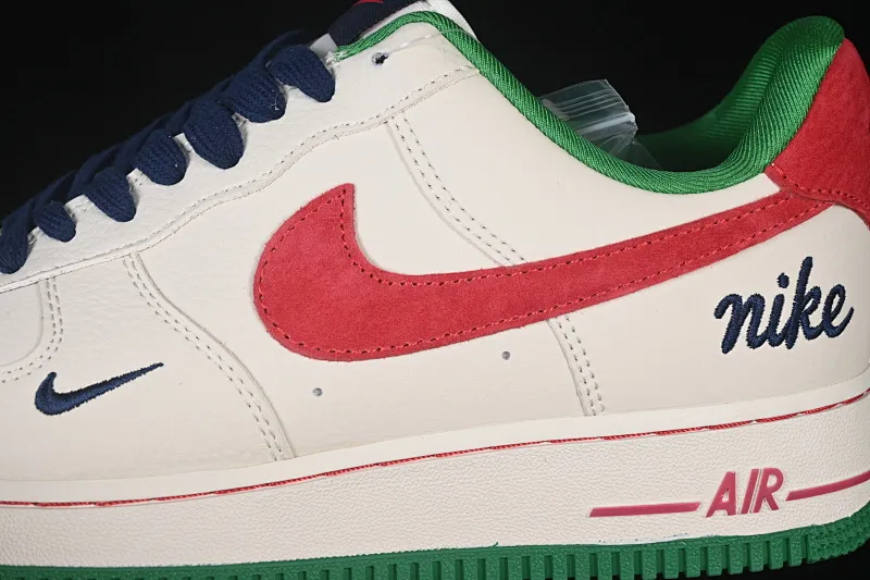 All categories Nk Air Force 1 Air Force series Nk Air Force 1 Low Air Force low-top Nike Air Force 1'07 Low beige red and green Air Force 1 low-top casual sneakers FV3694-108